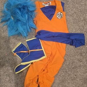 Kids Dragon Ball Z Costume with Blue Wig